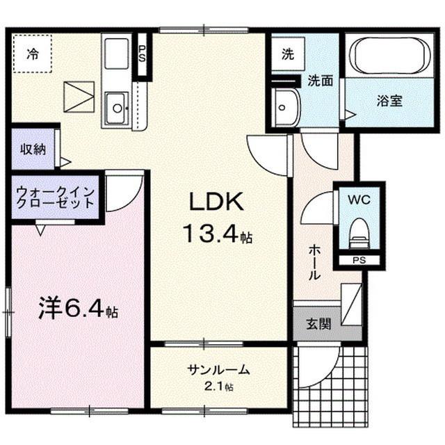 ゼン・クオーレ佐久平(1LDK/1階)の間取り写真