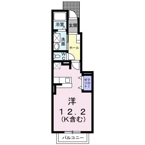アンジェリーク ベルB(ワンルーム/1階)の間取り写真