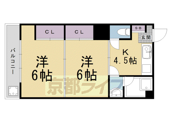 小笹マンション(2DK/5階)の間取り写真