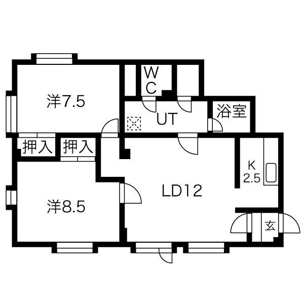 シュプロスしのろ(2LDK/1階)の間取り写真