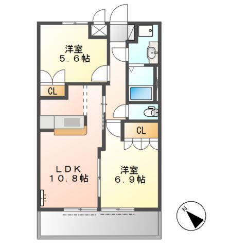 ハピネス(2LDK/1階)の間取り写真
