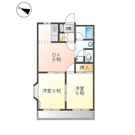 グリーンハウス向山(2DK/1階)の間取り写真