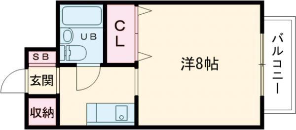 プチハイツ奈良(ワンルーム/4階)の間取り写真