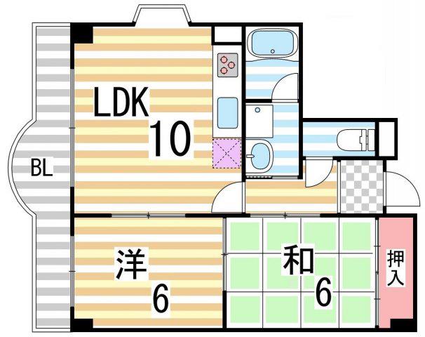 レクシア野崎(2LDK/3階)の間取り写真