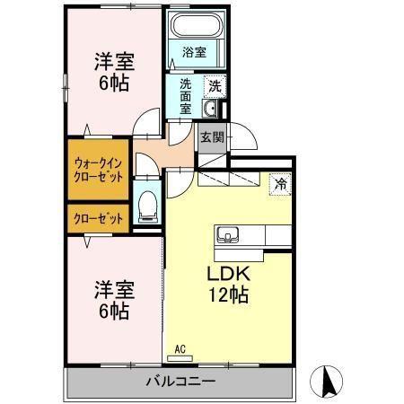 リビングタウン薊野(2LDK/2階)の間取り写真