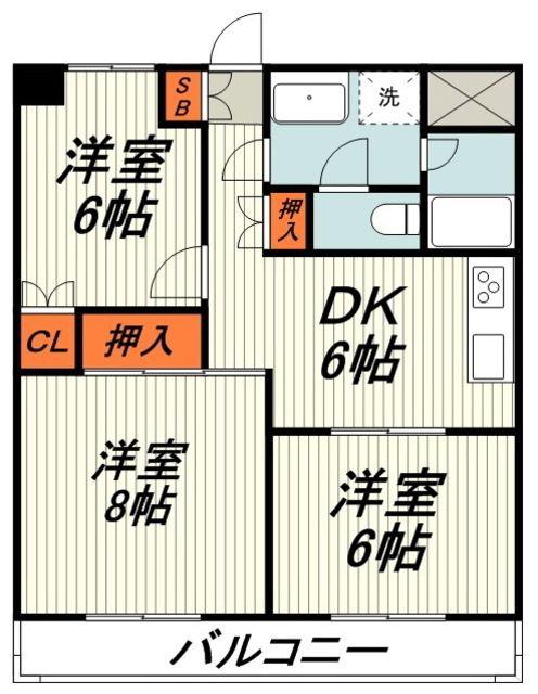 グランドパレス三保(3DK/3階)の間取り写真