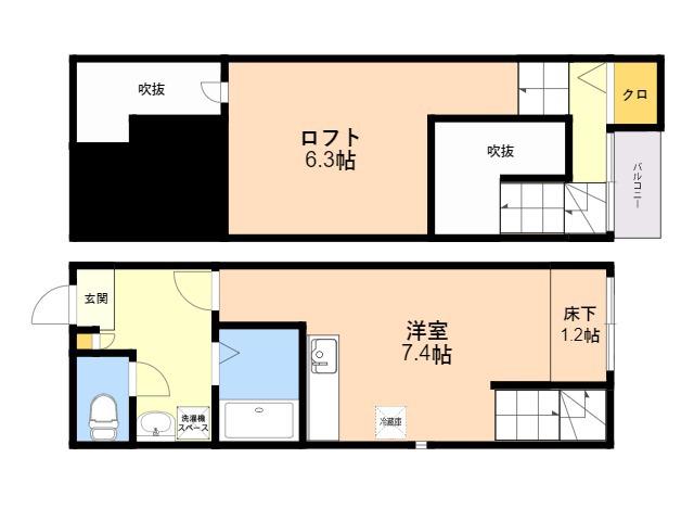 MAISONETIC ADORE(ワンルーム/1階)の間取り写真