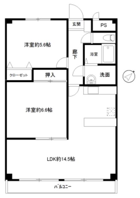 ジェラール(2LDK/2階)の間取り写真