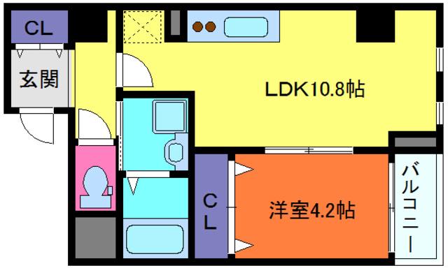 WELL BEAR新神戸(1LDK/7階)の間取り写真