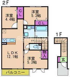 サンラフィーエ上小阪B棟(3LDK/2階)の間取り写真