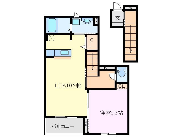 コートハウス安塚(1LDK/2階)の間取り写真