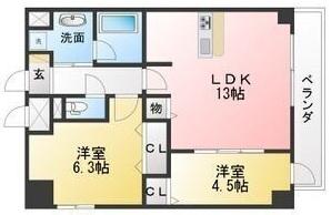ADEL DORF本郷(2LDK/4階)の間取り写真