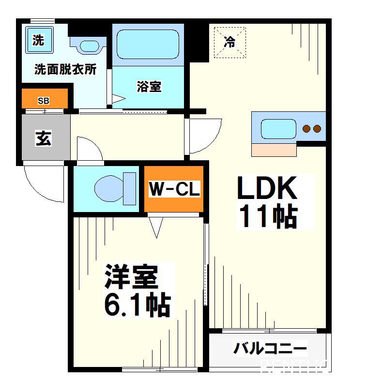 EDISOLANA調布(1LDK/2階)の間取り写真
