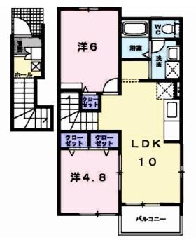アルカディア(2LDK/2階)の間取り写真