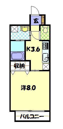 アミティすわの杜(1K/2階)の間取り写真