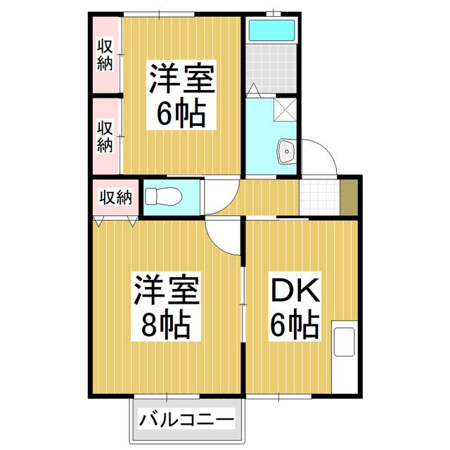 メゾンルトンB(2DK/2階)の間取り写真