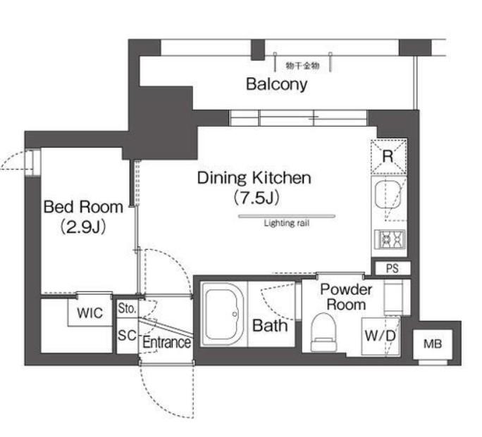 BLUROCK後楽園(1DK/3階)の間取り写真