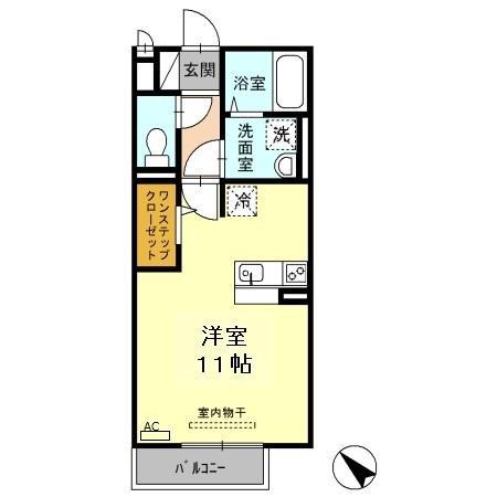 アンベリール都倉(ワンルーム/2階)の間取り写真