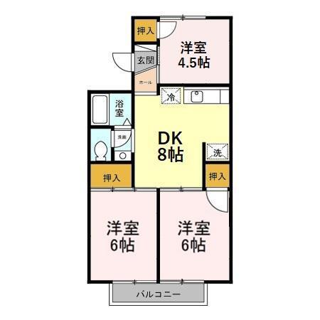 コートプレジオ(3DK/1階)の間取り写真