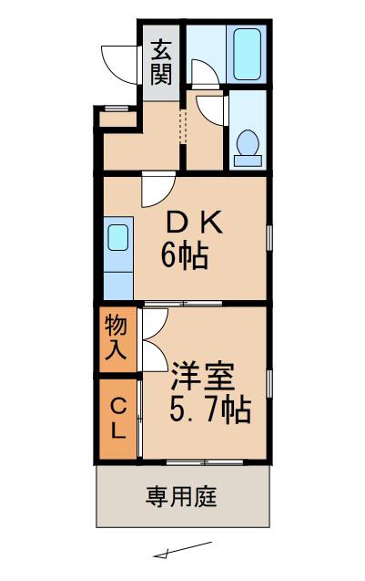 アバンテ・U(1DK/1階)の間取り写真