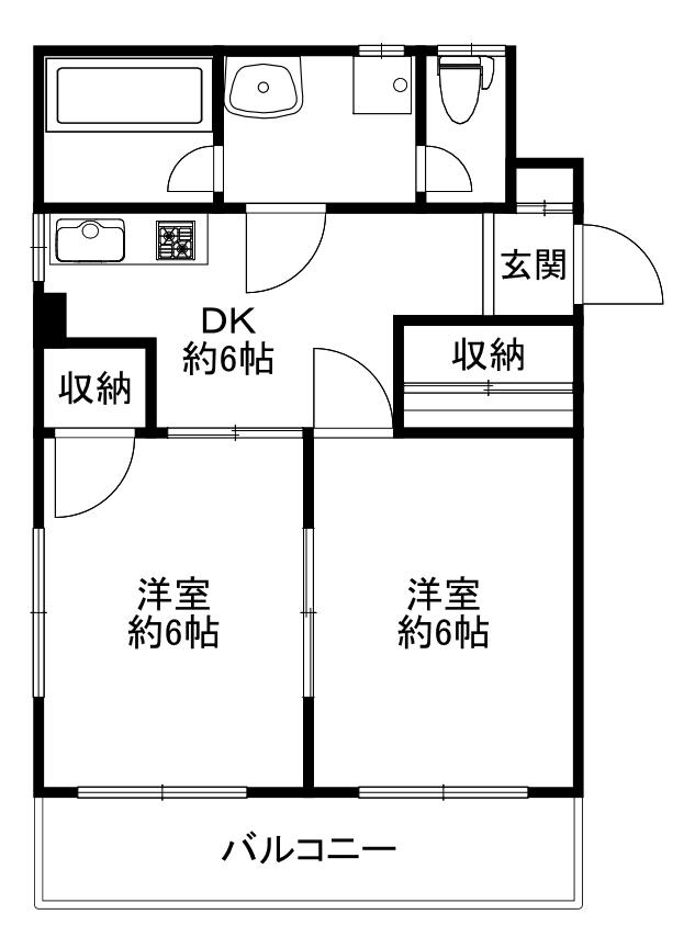 エースハイツ綾部(2DK/3階)の間取り写真