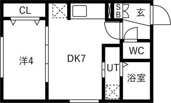 アールズ・コート平岸II(1DK/1階)の間取り写真