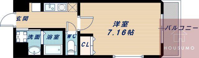 第3クリスタル三国駅前(1K/2階)の間取り写真