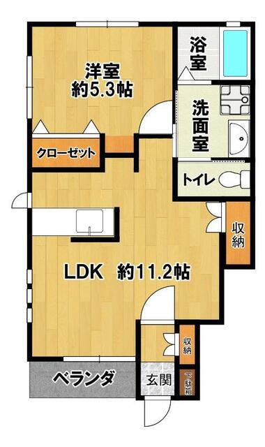 シャイデック東光台(1LDK/1階)の間取り写真