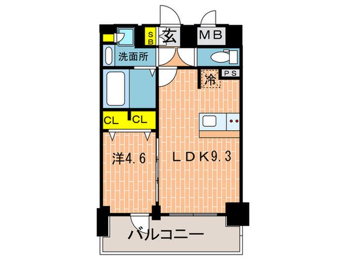 プレサンス THE神戸(1LDK/13階)の間取り写真