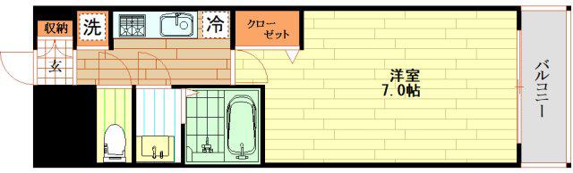 プレサンス堺筋本町駅前シェル(1K/11階)の間取り写真