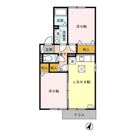 アルクールA・B・C・D(2DK/1階)の間取り写真