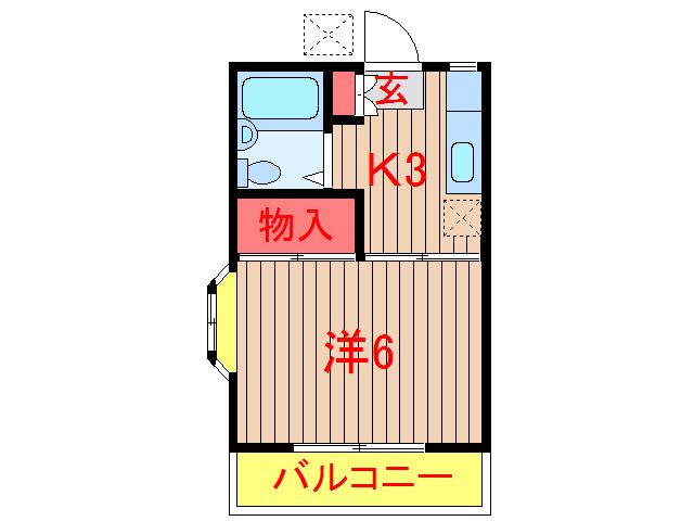 ベアーハイツII(1K/2階)の間取り写真