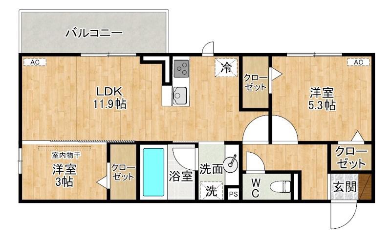 M・K・K 高峰町(2LDK/2階)の間取り写真