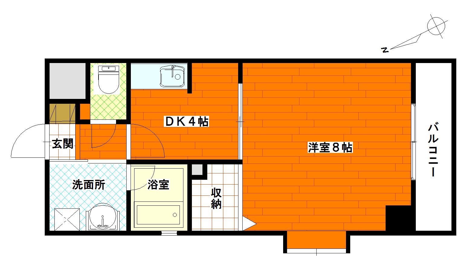 セブンビル(1DK/5階)の間取り写真