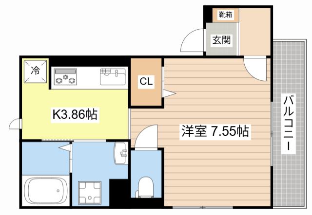 LA VILLA五個荘(1K/2階)の間取り写真