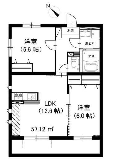 FLEX川口(2LDK/2階)の間取り写真