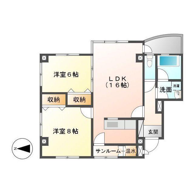 ホリーガーデン作見(2LDK/2階)の間取り写真