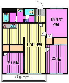 白樺ハイツ(3LDK/3階)の間取り写真