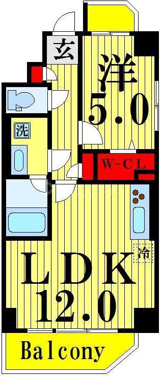 WHILE椿(1LDK/5階)の間取り写真