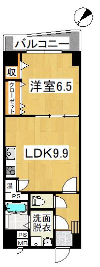 プレゼンス(1LDK/6階)の間取り写真