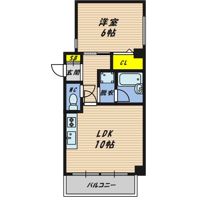 エスポワール都島(1LDK/3階)の間取り写真