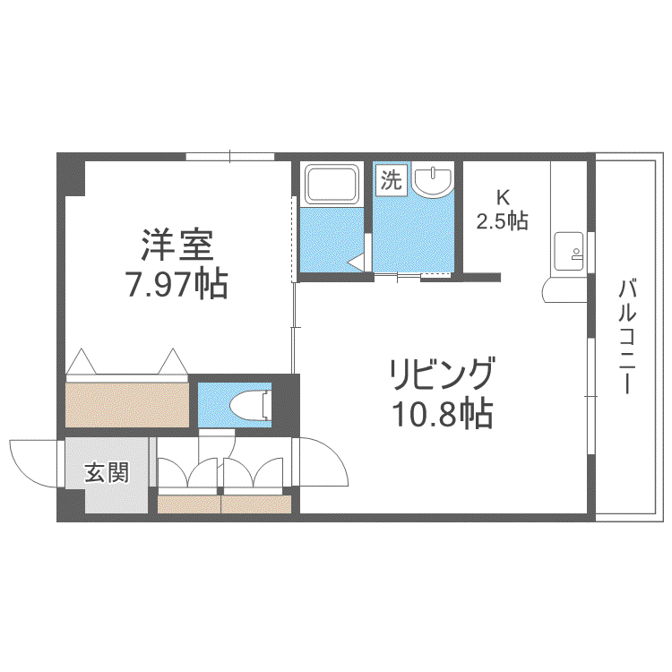 グランディーN8(1LDK/6階)の間取り写真