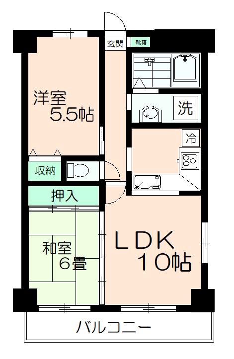 フォンテン24(2LDK/4階)の間取り写真