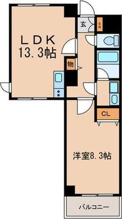 ヴァンキッシュ(1LDK/4階)の間取り写真