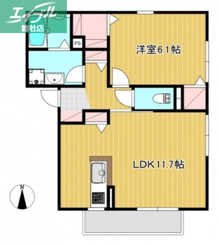 RADICALE I(1LDK/2階)の間取り写真