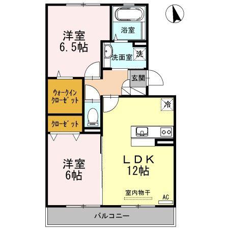 サンストロベリーA棟(2LDK/2階)の間取り写真