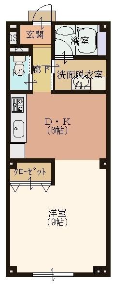 アビタシオン(1DK/1階)の間取り写真