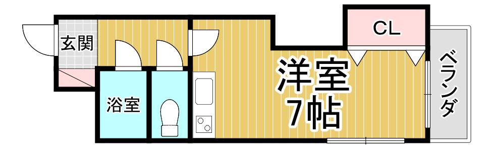 ハイネス門戸(ワンルーム/2階)の間取り写真