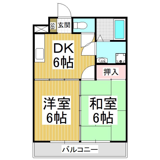 アルプスハイツ ヤザワ(2DK/3階)の間取り写真