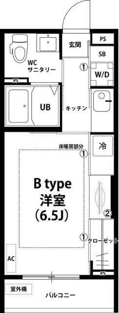 リブリ・SUNFLOWER(1K/1階)の間取り写真